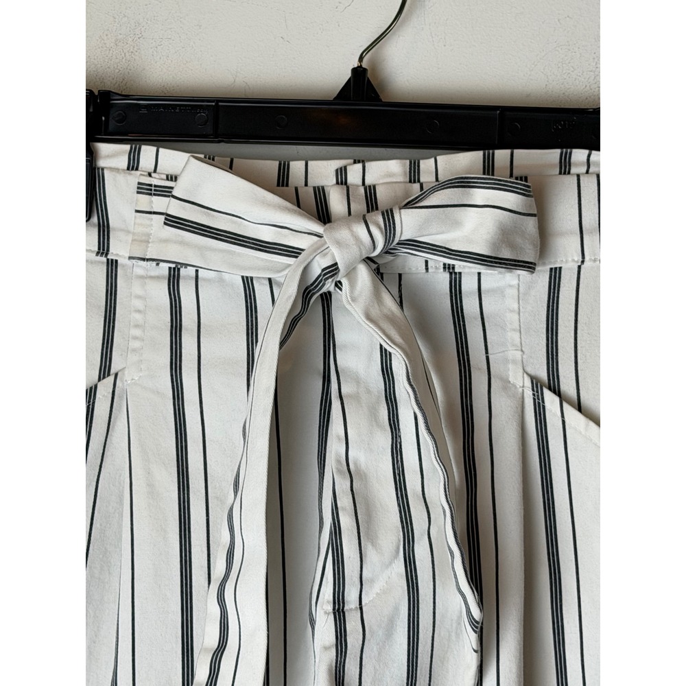 Zara Striped Paperbag Shorts‎ Women XS White Black Tie Waist Preppy Outdoor - Picture 7 of 8